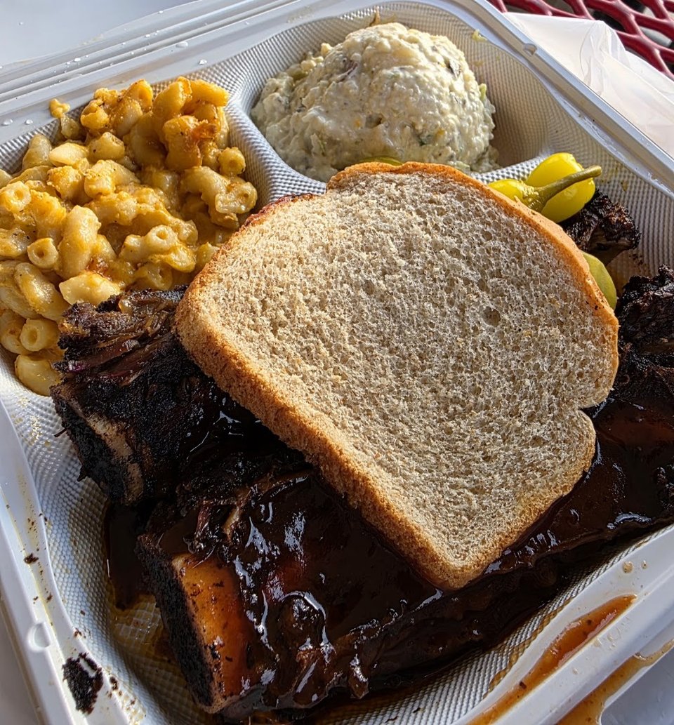 Hearty plates with sides in a casual dining room.